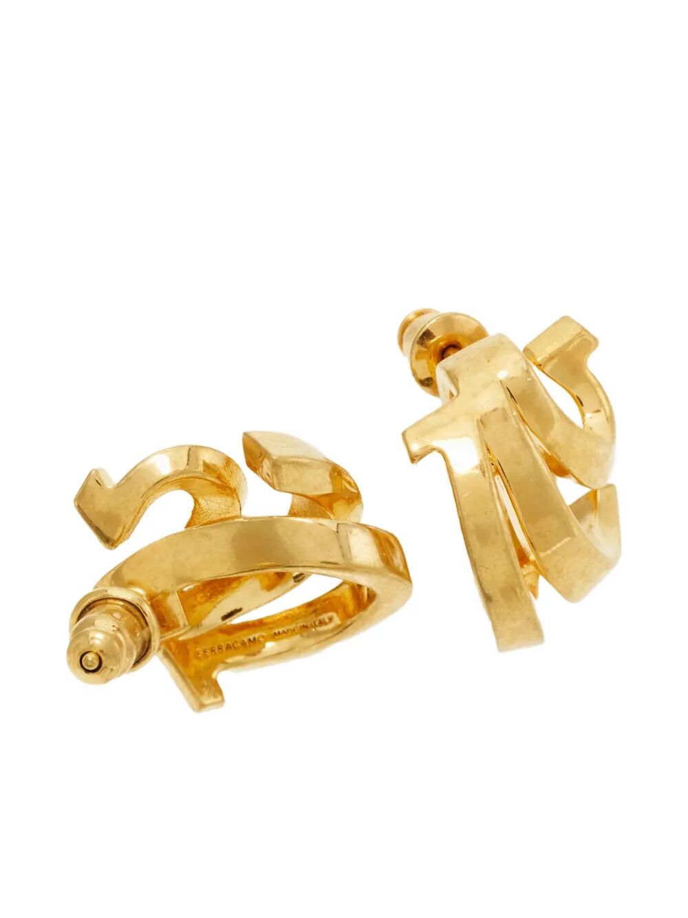 Ferragamo Triple Gancini Hook Earrings
