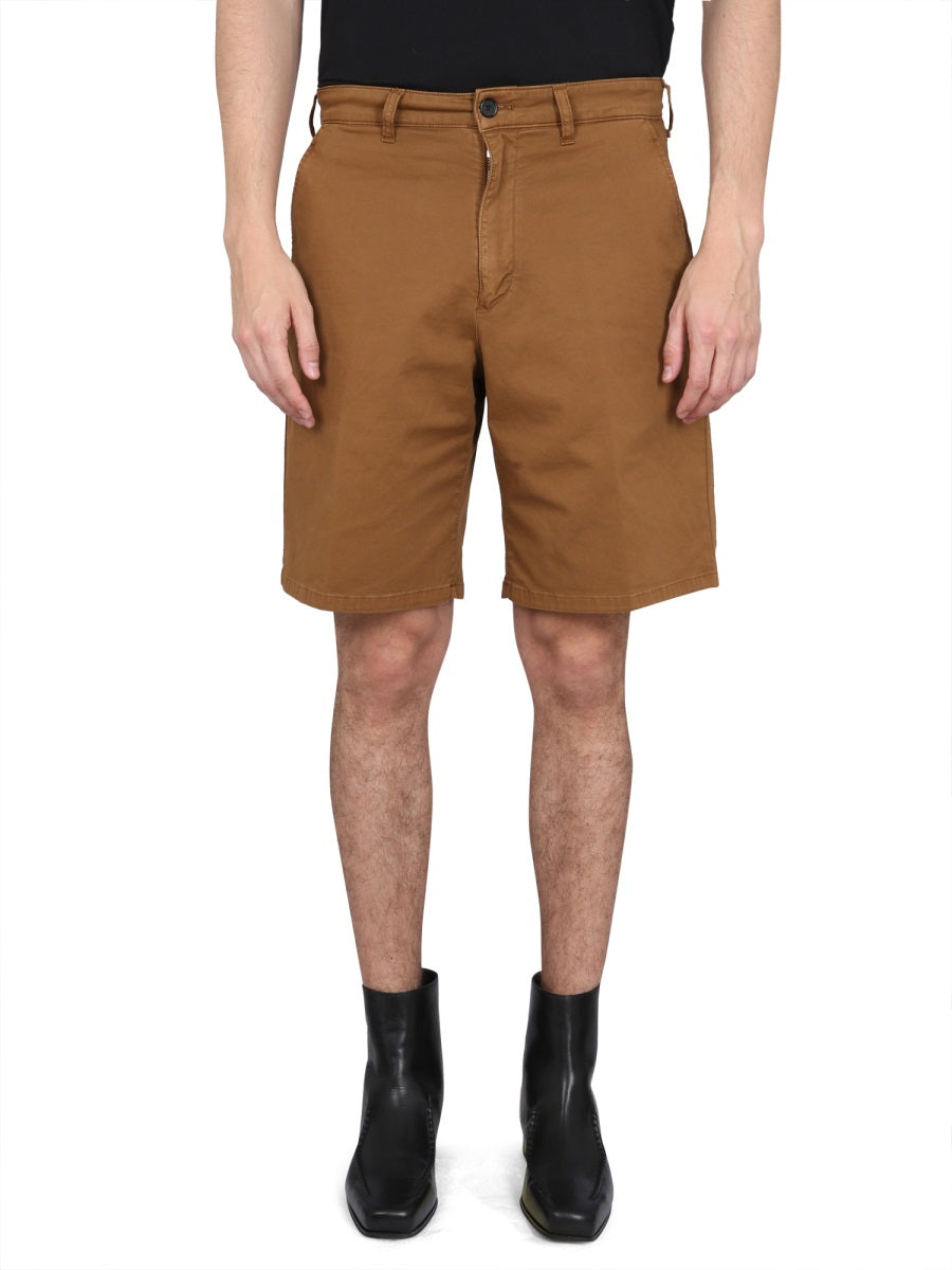DEPARTMENT FIVE Men's Cotton Bermuda Shorts with Button Closure