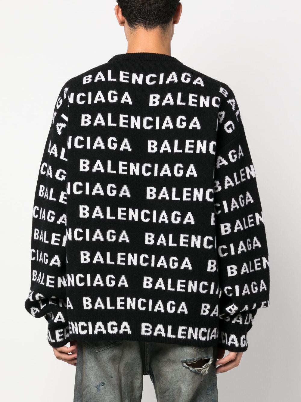 BALENCIAGA Allover Logo Crewneck Sweater - Men's SS24 Edition