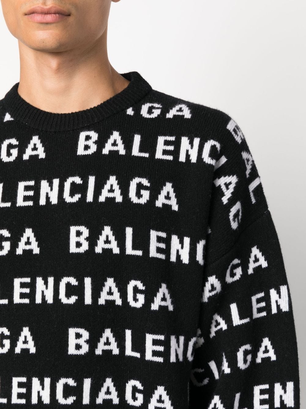 BALENCIAGA Allover Logo Crewneck Sweater - Men's SS24 Edition