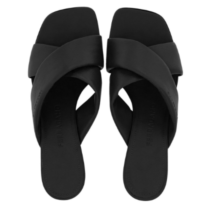 Ferragamo Lambskin Crossover Slip-On Heels