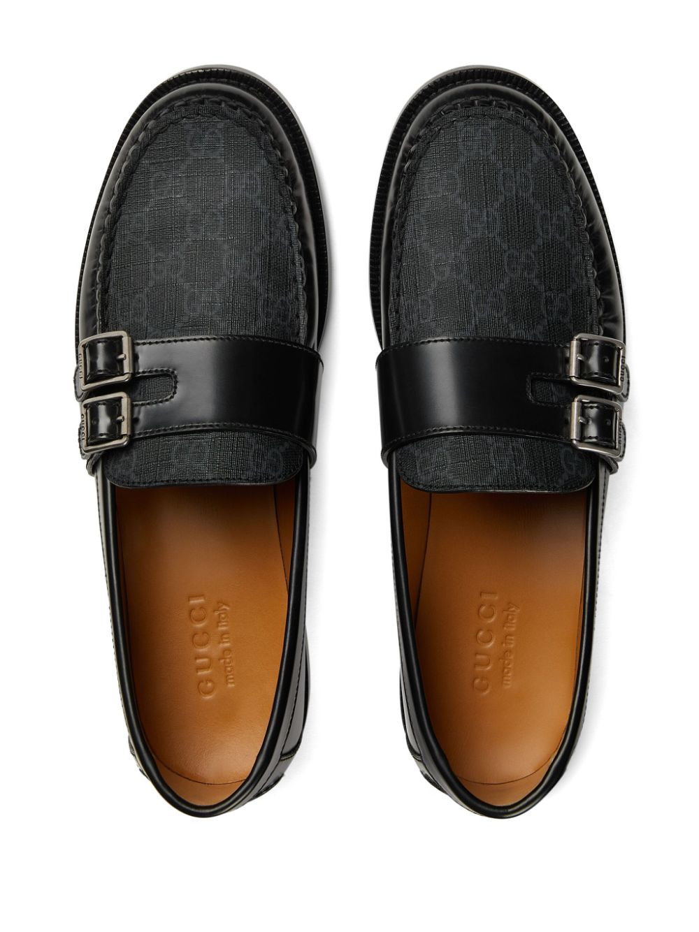 GUCCI Leather Loafers with GG Jacquard Detailing