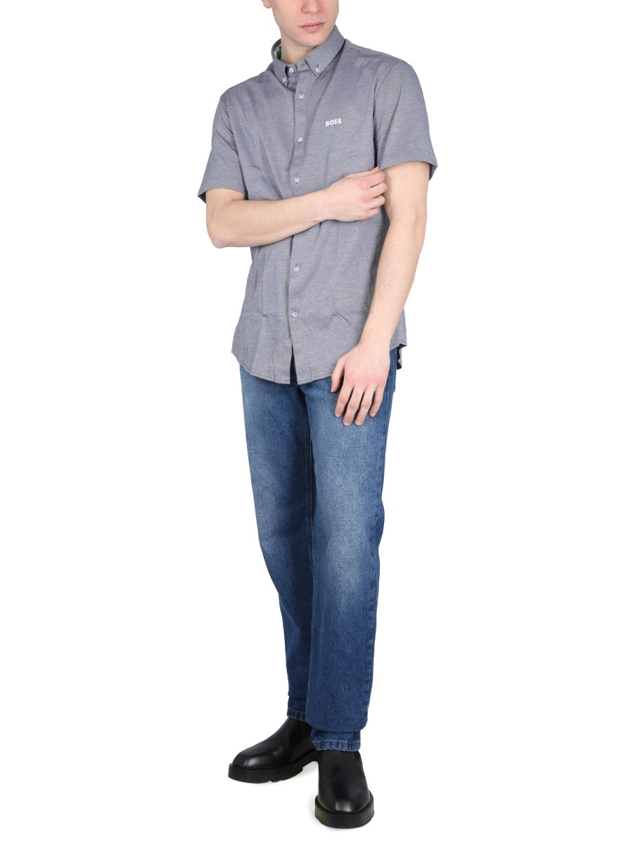 BOSS Logo Button Down Collar Shirt