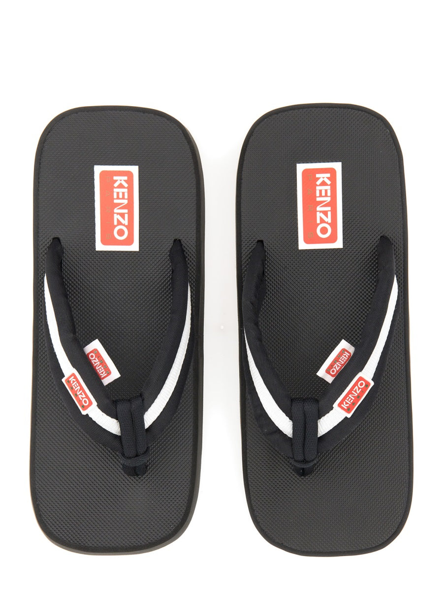 KENZO Slide Sandal with Logo - 3 cm Sole