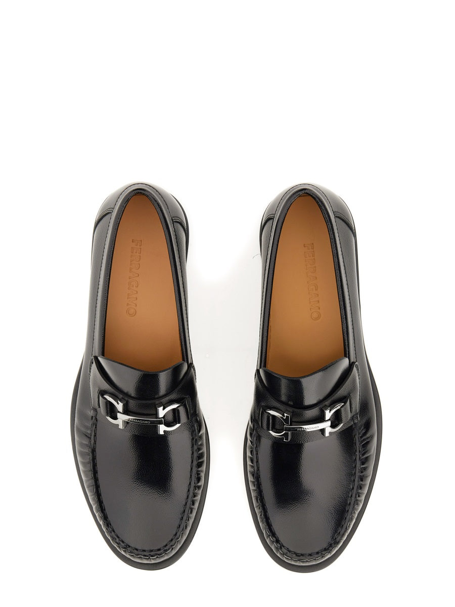 Ferragamo Elegant Leather Moccasin with Gancini Detailing