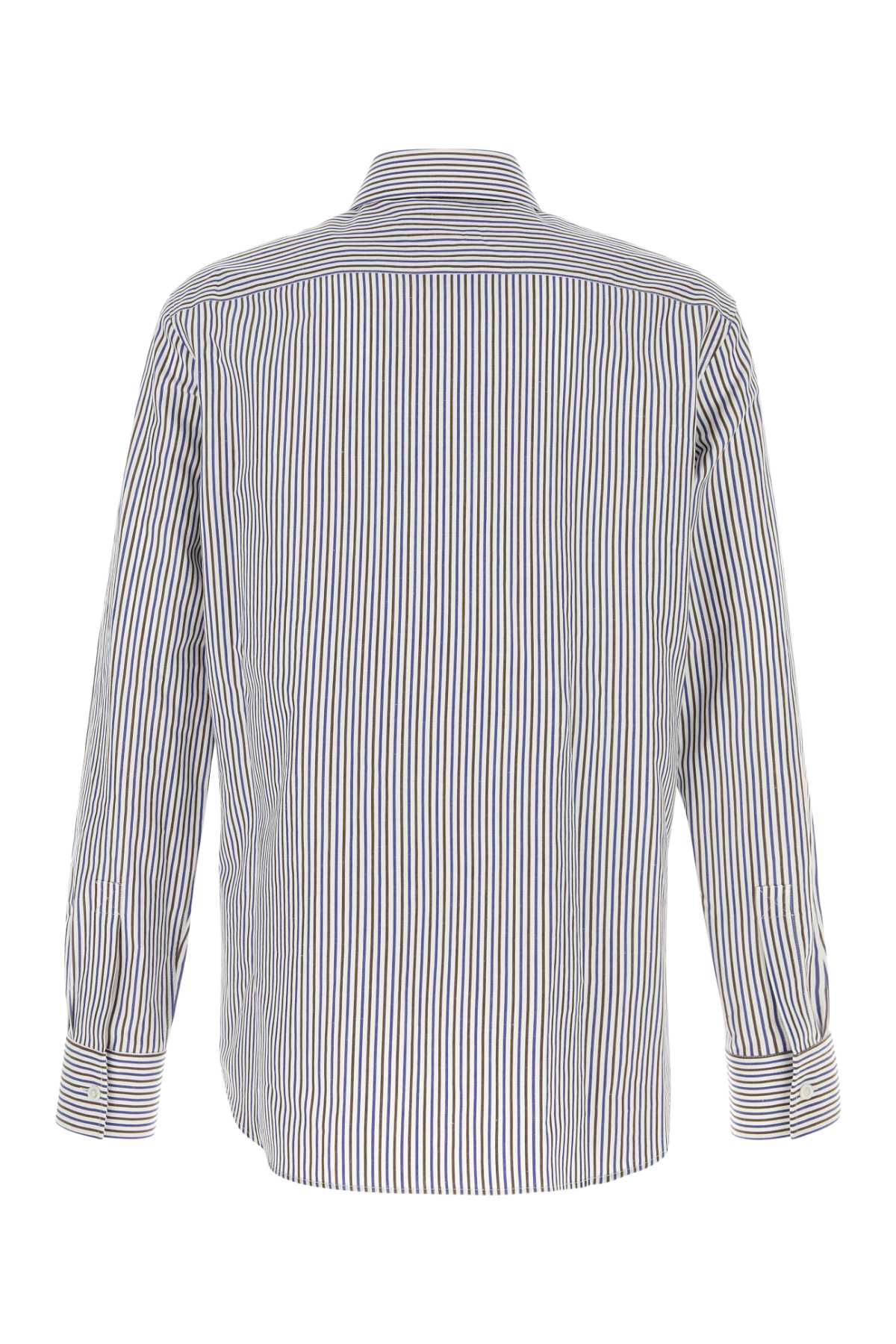 BOTTEGA VENETA Embroidered Cotton Blend Striped Shirt for Men