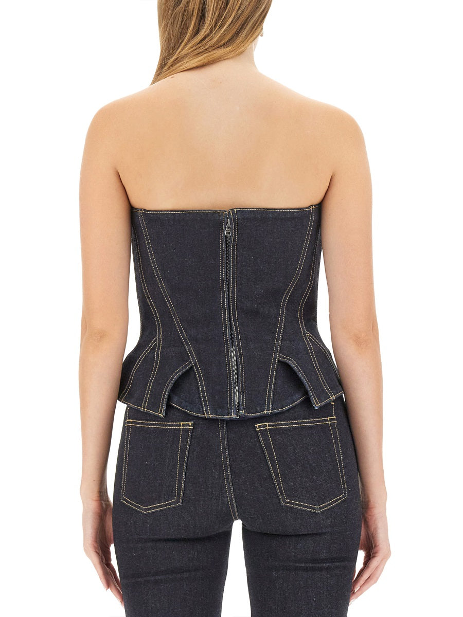 ALEXANDER MCQUEEN Slim Fit Bustier Top - Size 40 IT