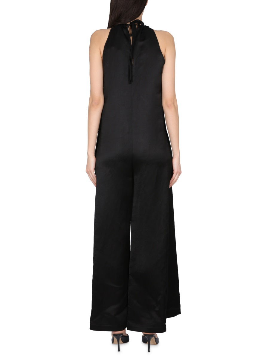 ALYSI Wide Satin Jumpsuit with Back Closure
