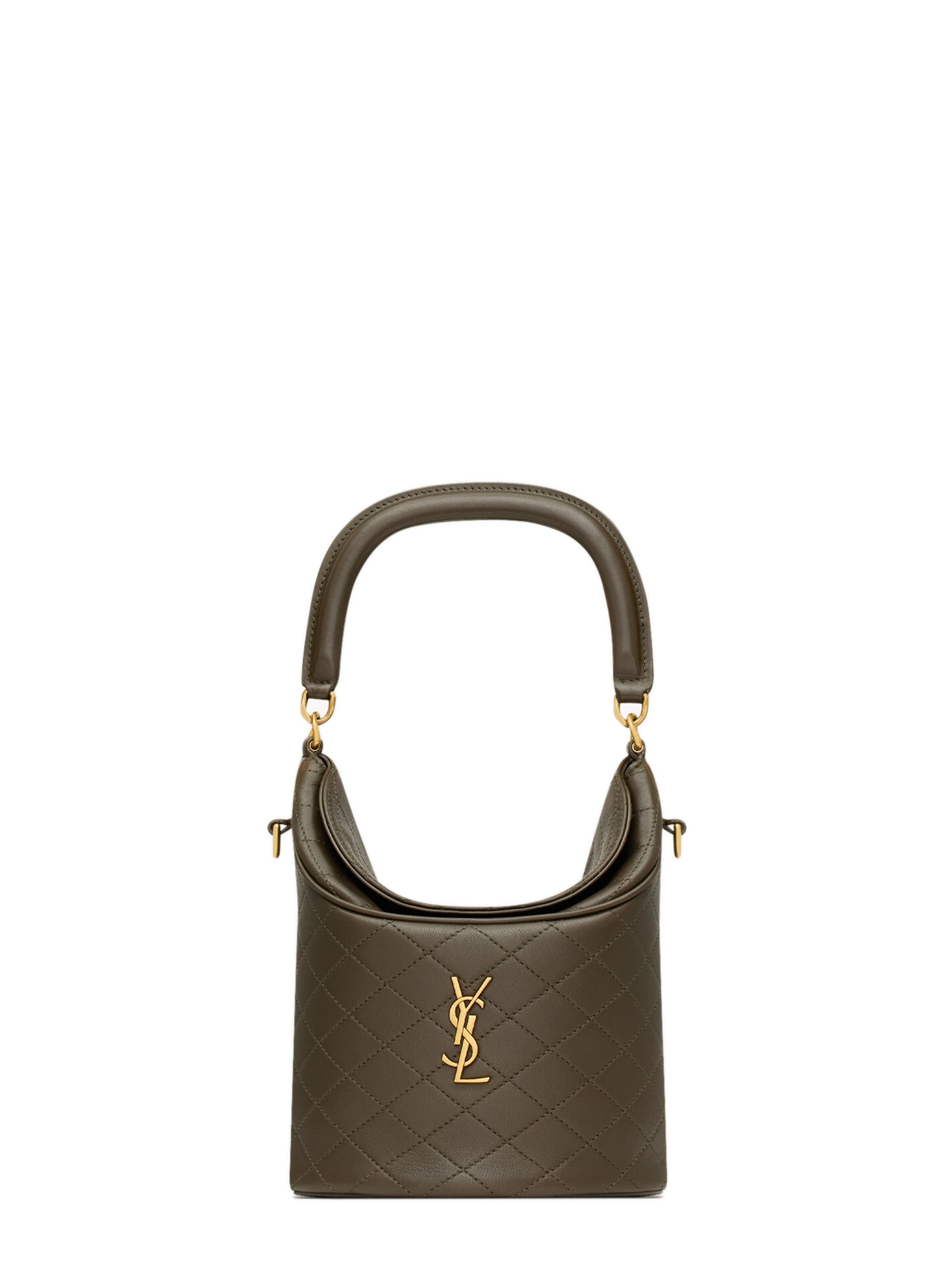 SAINT LAURENT Quilted Lambskin Bucket Handbag