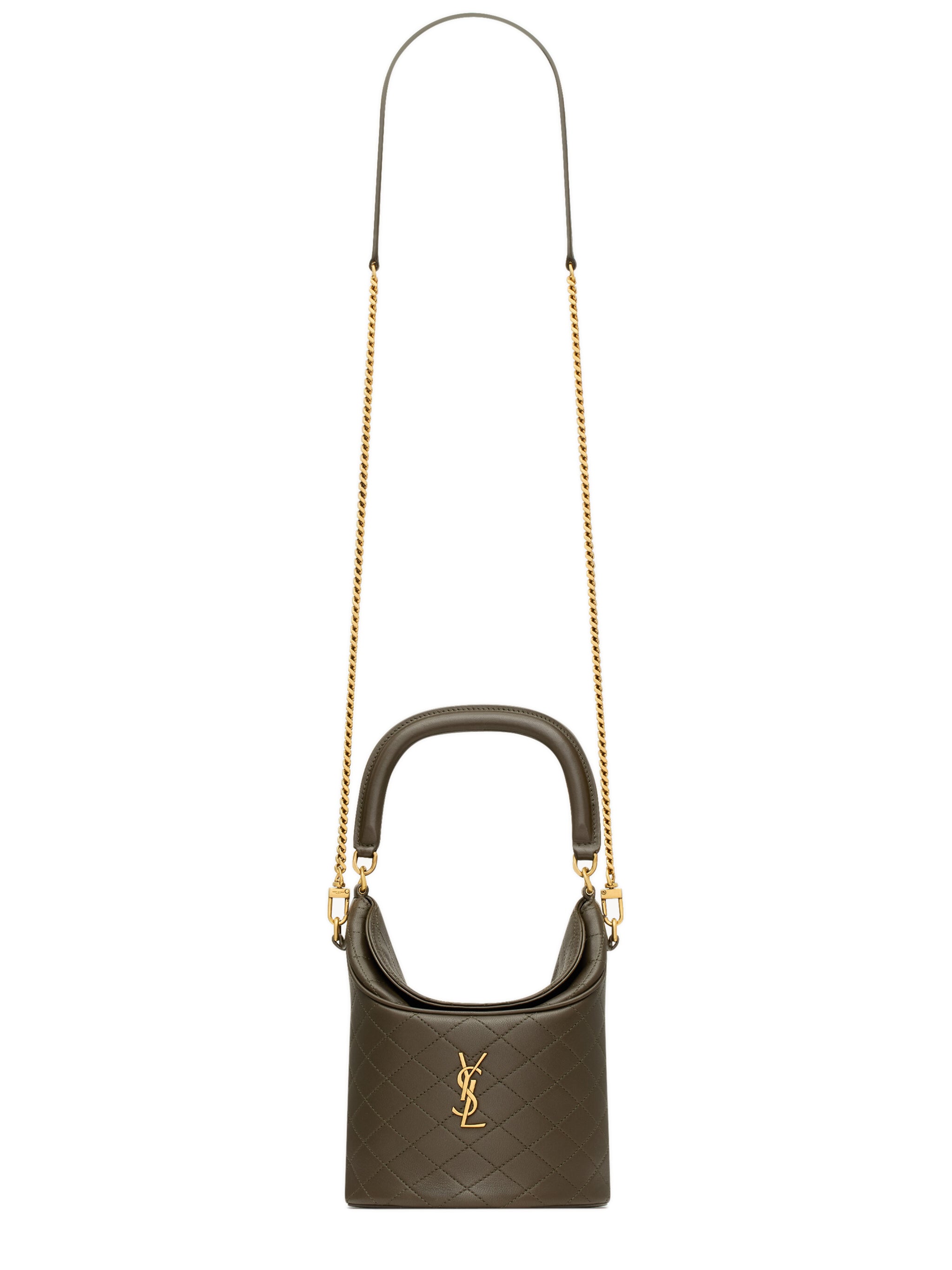 SAINT LAURENT Gaby Quilted Lambskin Bucket Handbag - 18 cm x 15 cm x 13 cm