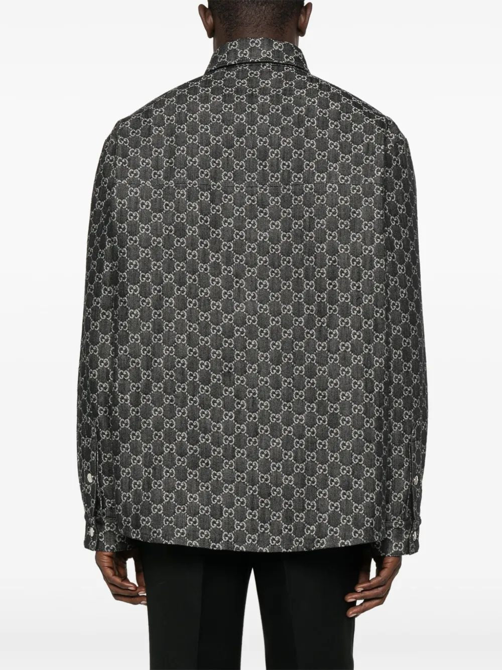 GUCCI Reversible Wool and Denim GG Shirt - Size 48