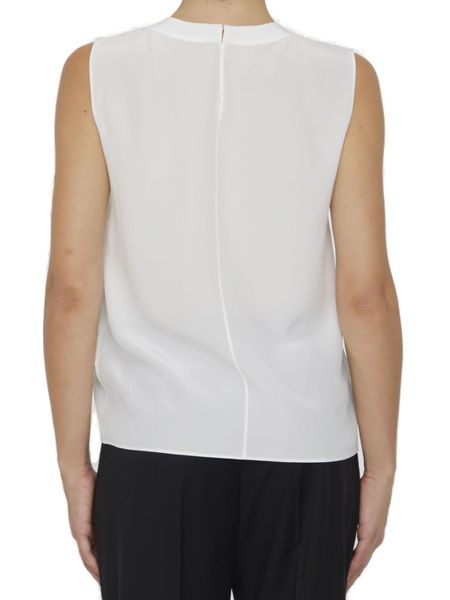 SAINT LAURENT Silk Top with Back Keyhole and Button Closure