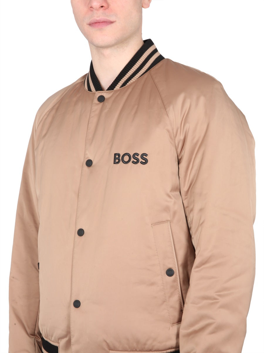 BOSS Men's Logo Snap Closure Bomber Jacket