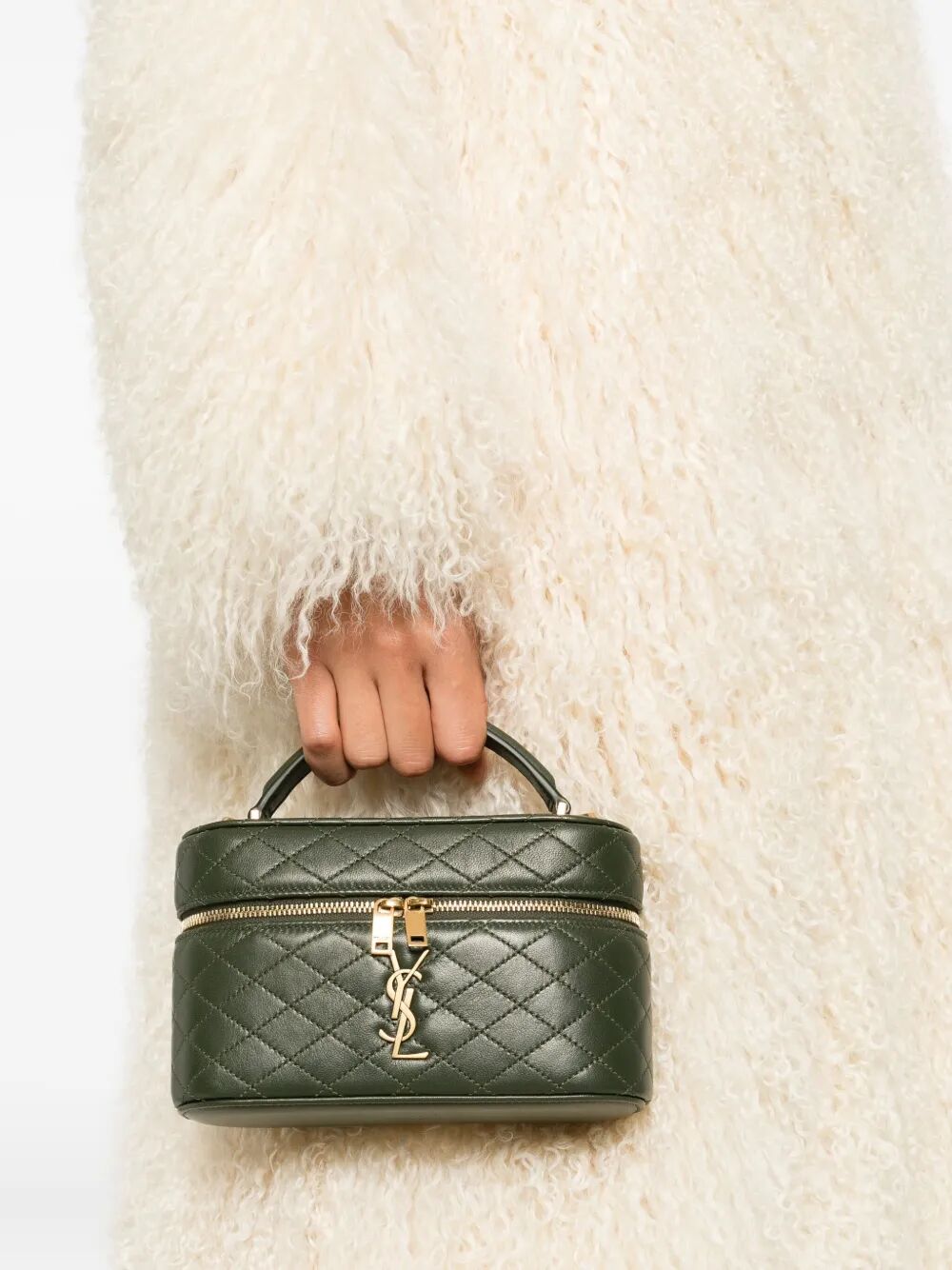 SAINT LAURENT Lambskin Gaby Vanity Mini Handbag - 18x11x6.5 cm