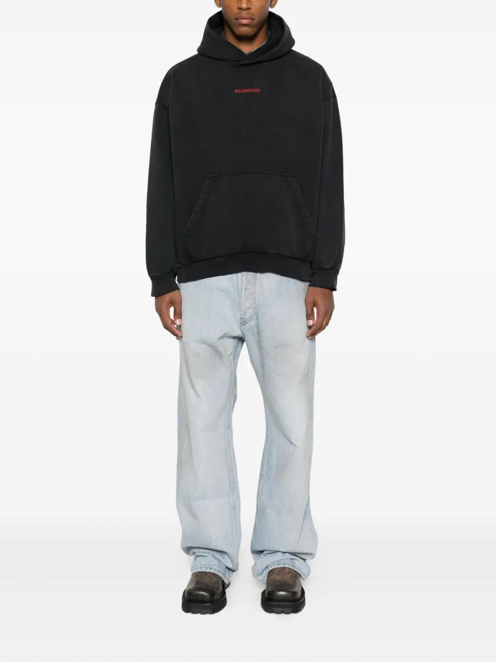 BALENCIAGA Embroidered Logo Hoodie for Men