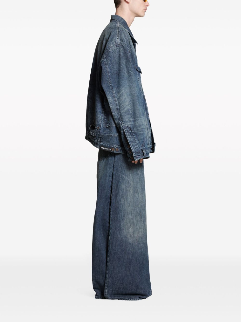BALENCIAGA Unisex Denim Jacket with Flap Pockets and Back Slit