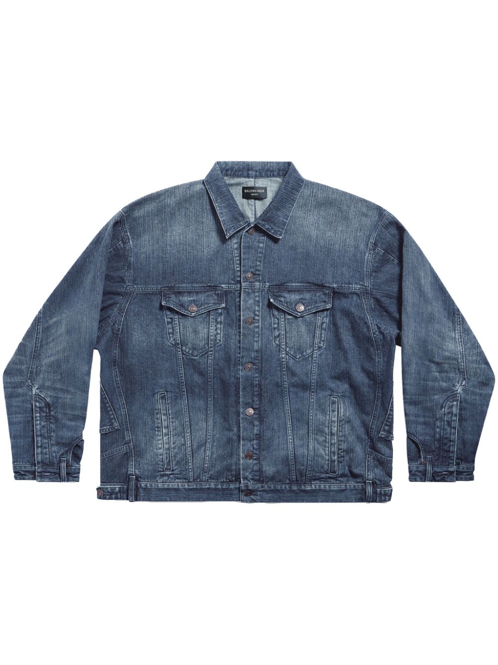 BALENCIAGA Unisex Denim Jacket with Flap Pockets and Back Slit
