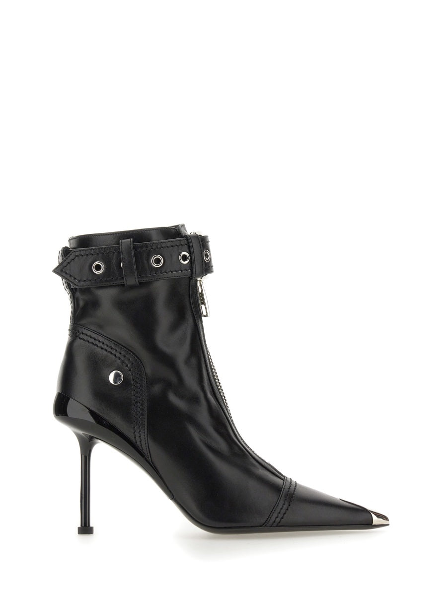 ALEXANDER MCQUEEN Women's Leather Slash Biker Boot
