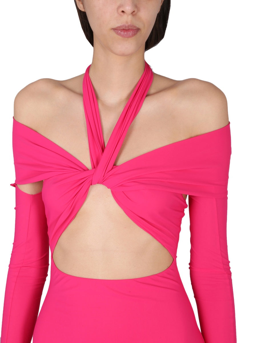 AMAZUÌN Romy Mini Dress with Crossed Straps and Knot Back