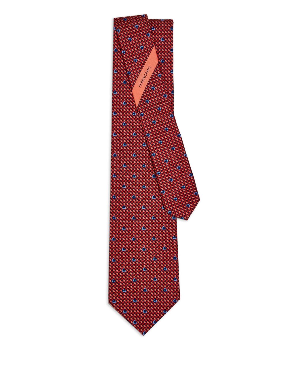 Ferragamo Adjustable Logo Print Tie - Pointed Tip