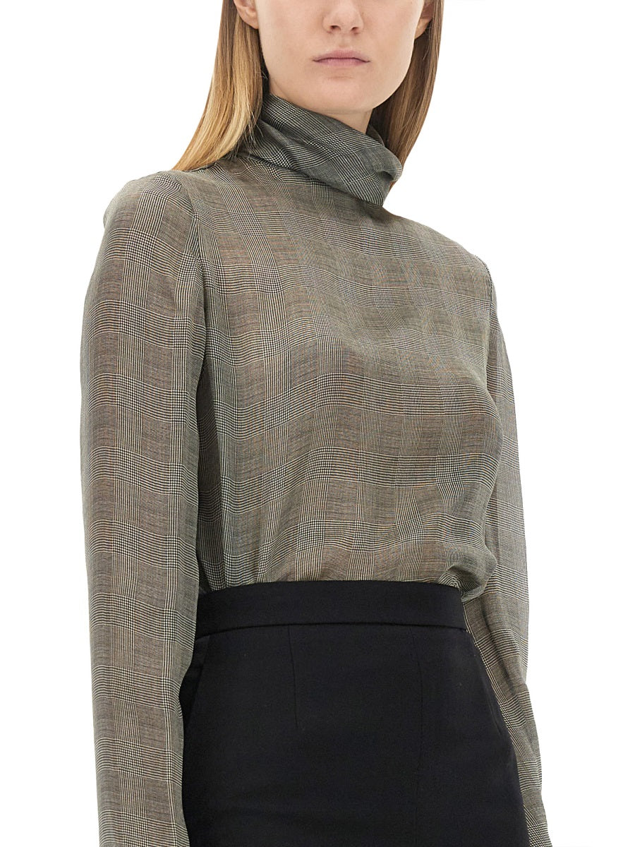 SAINT LAURENT Silk Charmeuse Turtleneck Blouse (Size 38 FR)