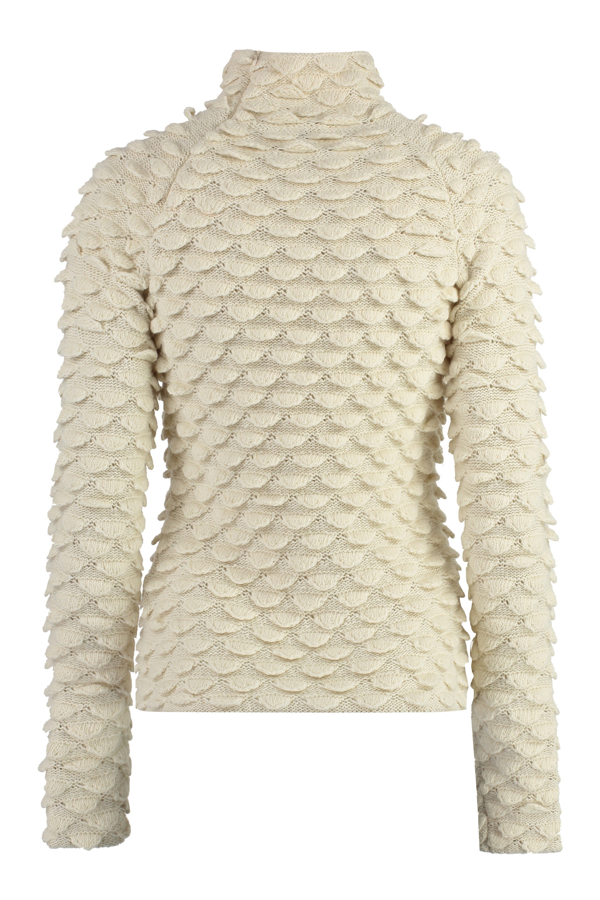BOTTEGA VENETA Wool Turtleneck Sweater with Fish Scale Design