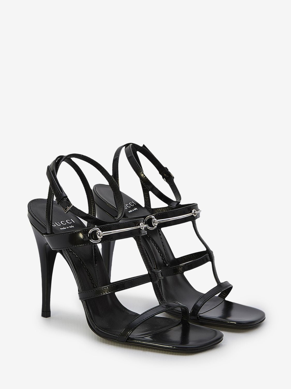 GUCCI Heeled Leather Sandals with Horsebit Detail