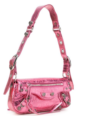 BALENCIAGA Mini Studded Lambskin Shoulder Handbag