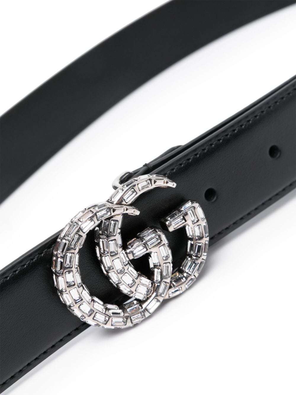 GUCCI Signature Leather Belt with Crystal Embellishments