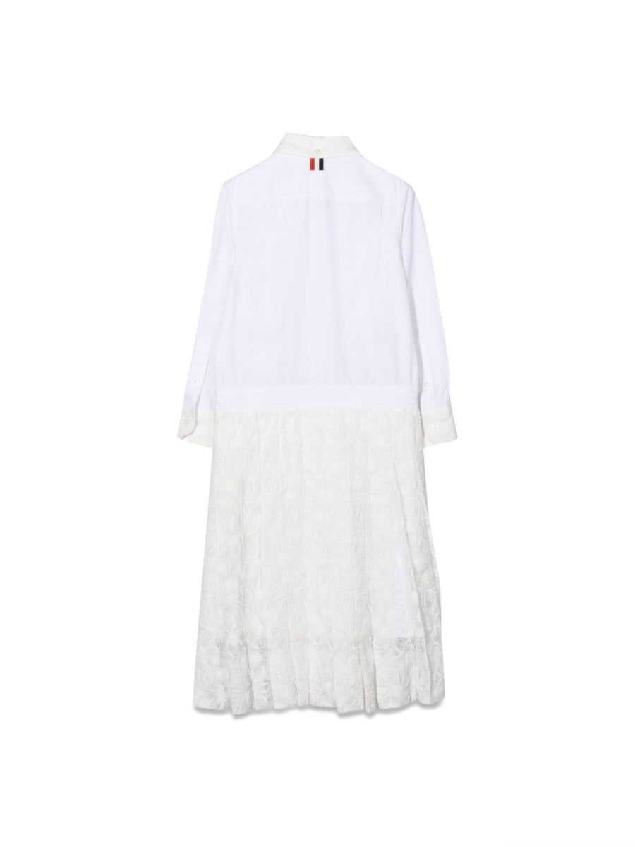 THOM BROWNE Pleated Bottom Shirtdress for Girls - Mini Style
