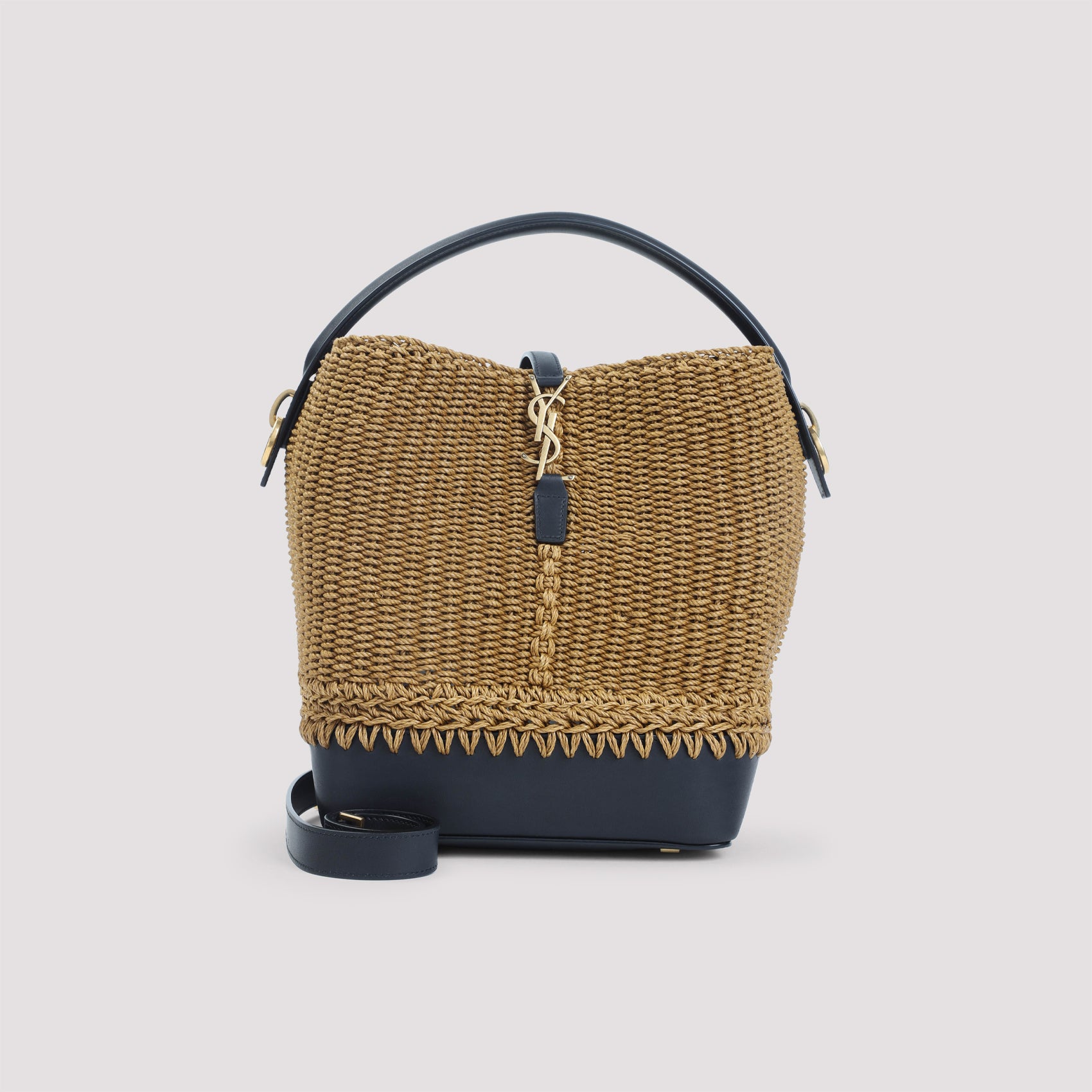 SAINT LAURENT Raffia Bucket Handbag