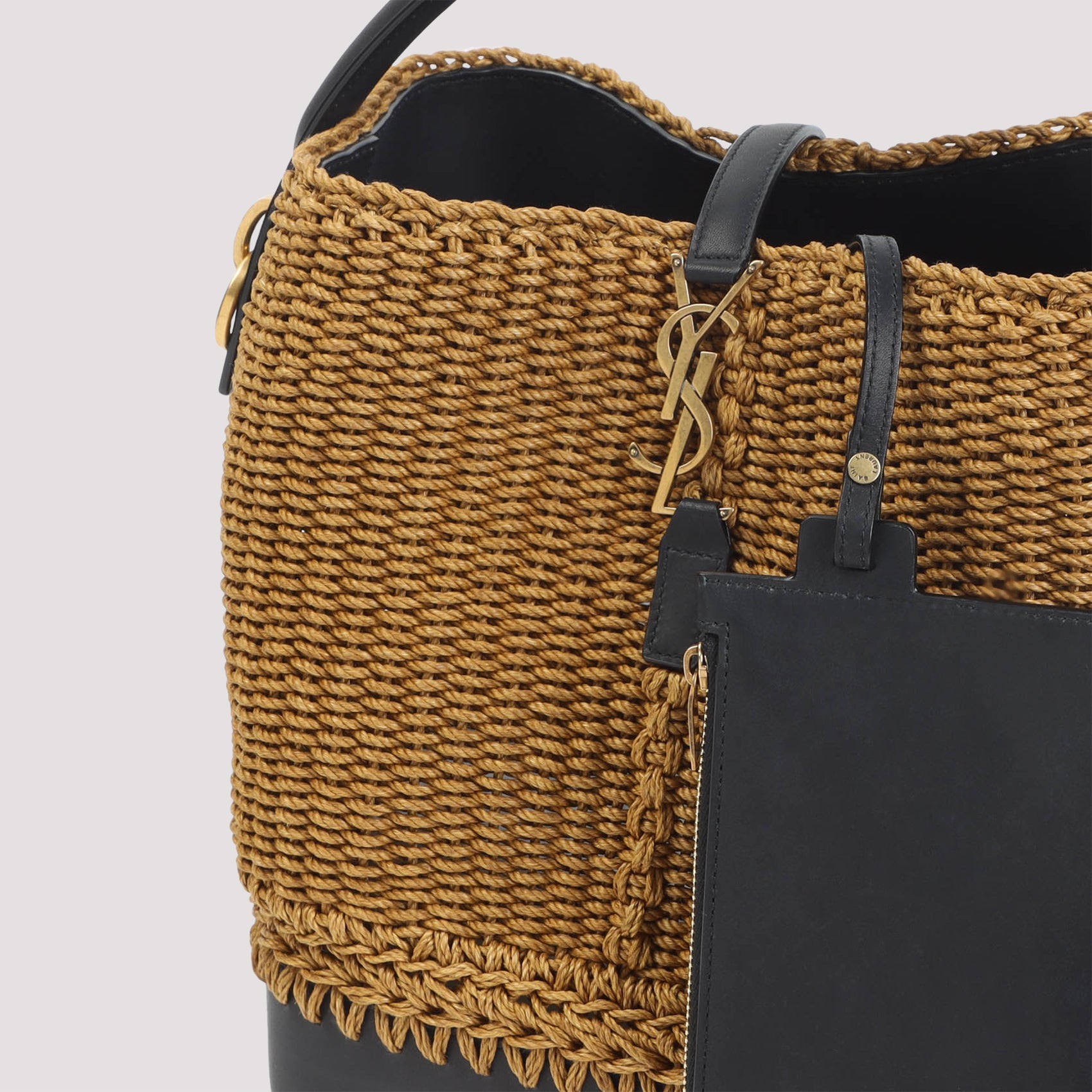 SAINT LAURENT Raffia Bucket Handbag