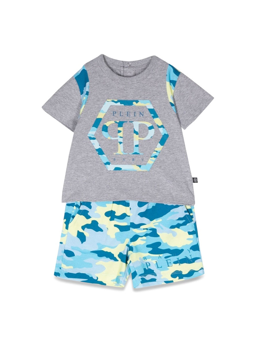 PHILIPP PLEIN Mini Camouflage T-Shirt and Shorts Set