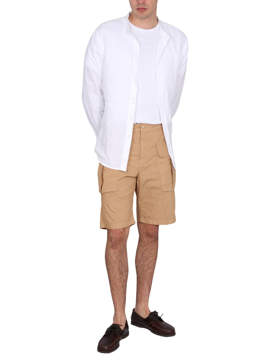 ASPESI Men's Mini Bermuda Shorts with Button Closure