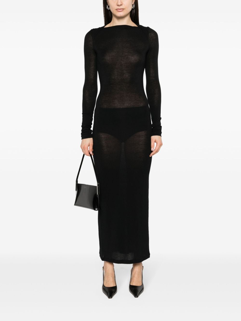 SAINT LAURENT Wool Blend Long Pencil Dress