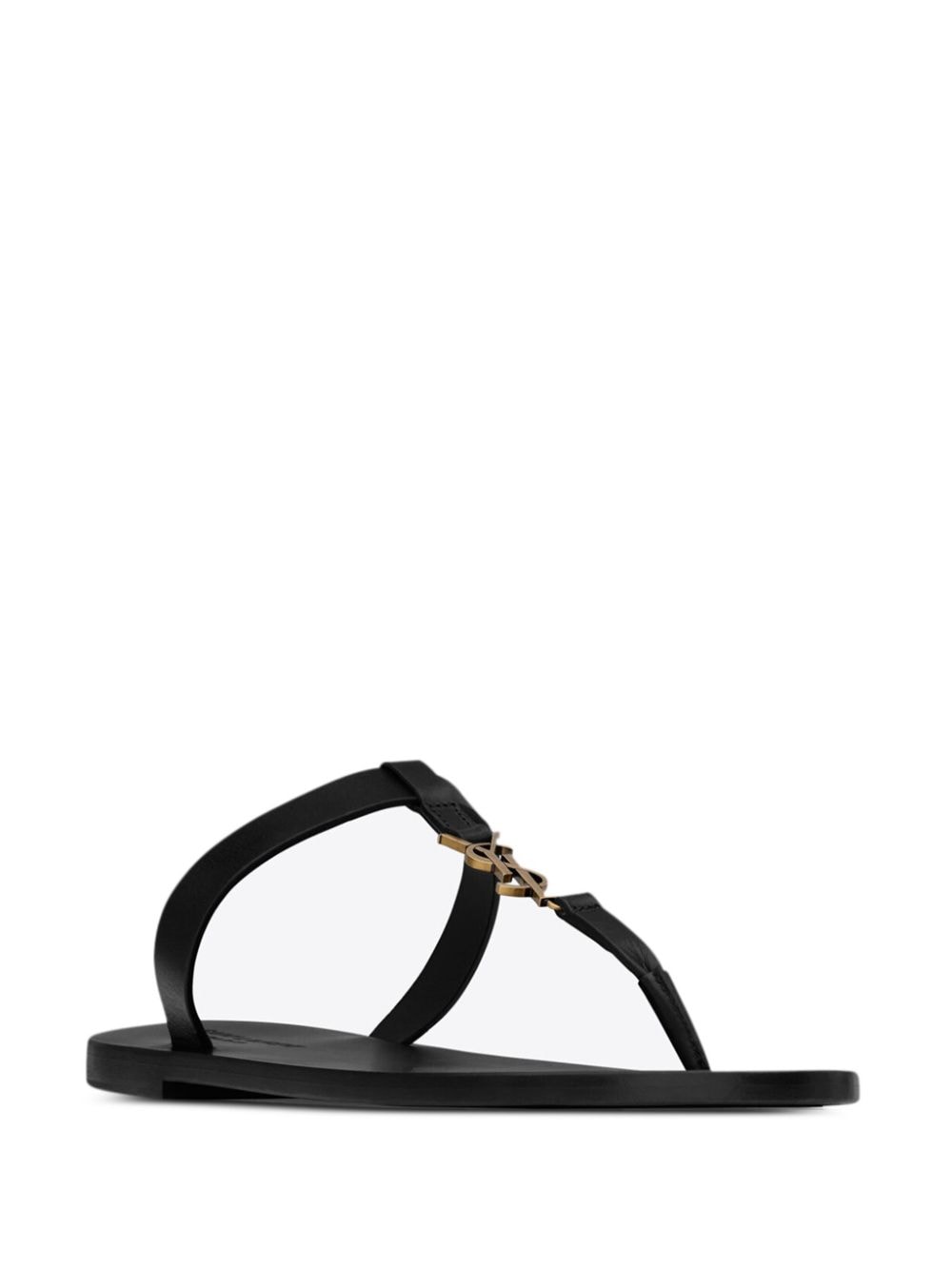 SAINT LAURENT Leather Cassandre Thong Slippers for Men