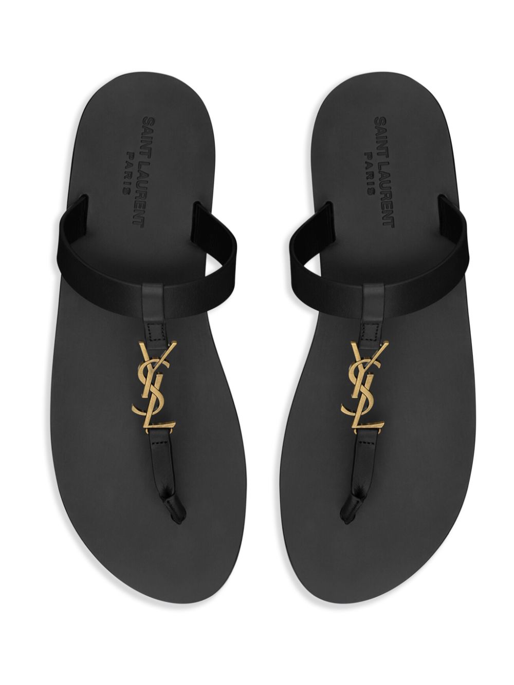 SAINT LAURENT Leather Cassandre Thong Slippers for Men