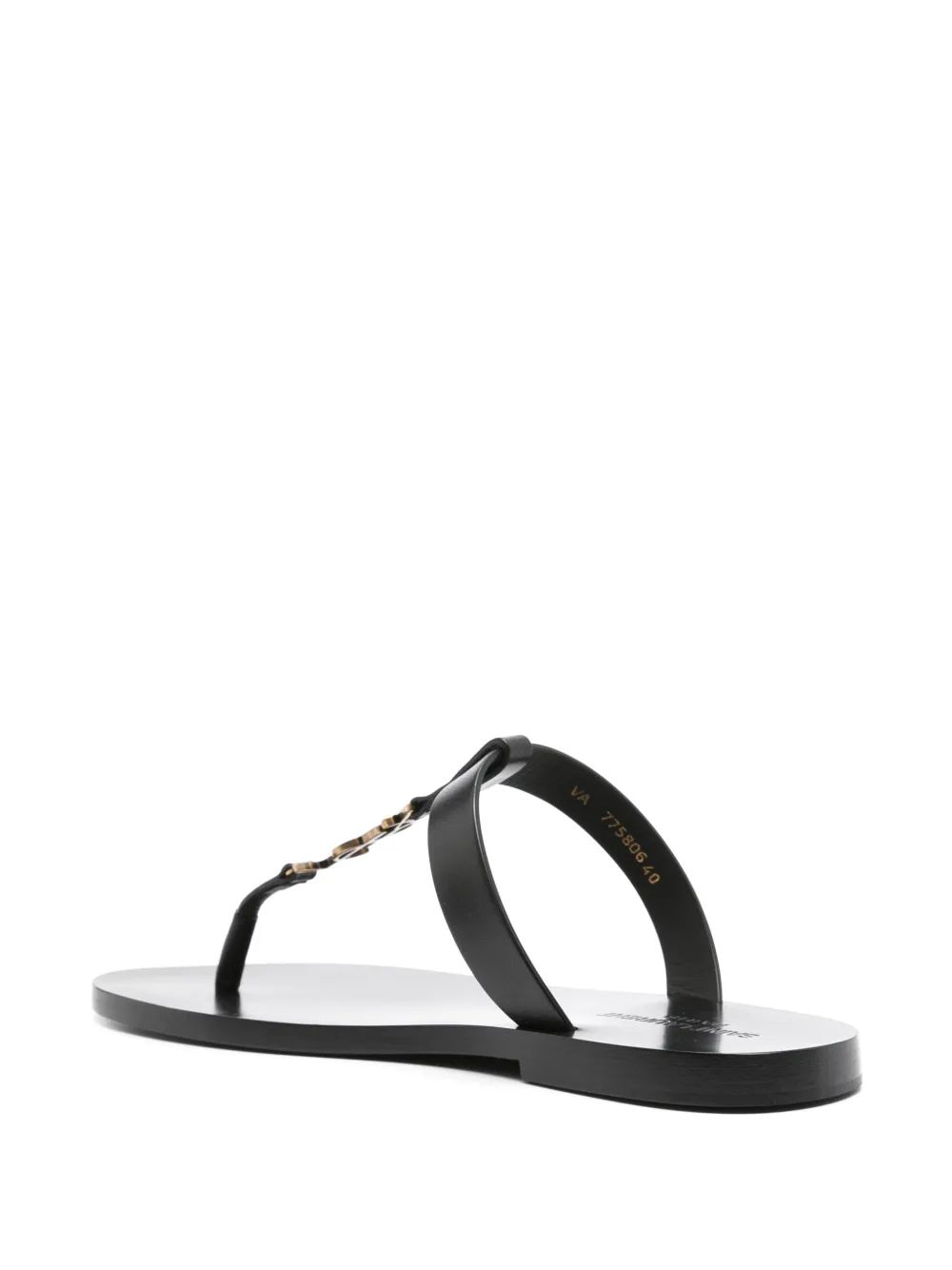 SAINT LAURENT Leather Cassandre Thong Slippers for Men