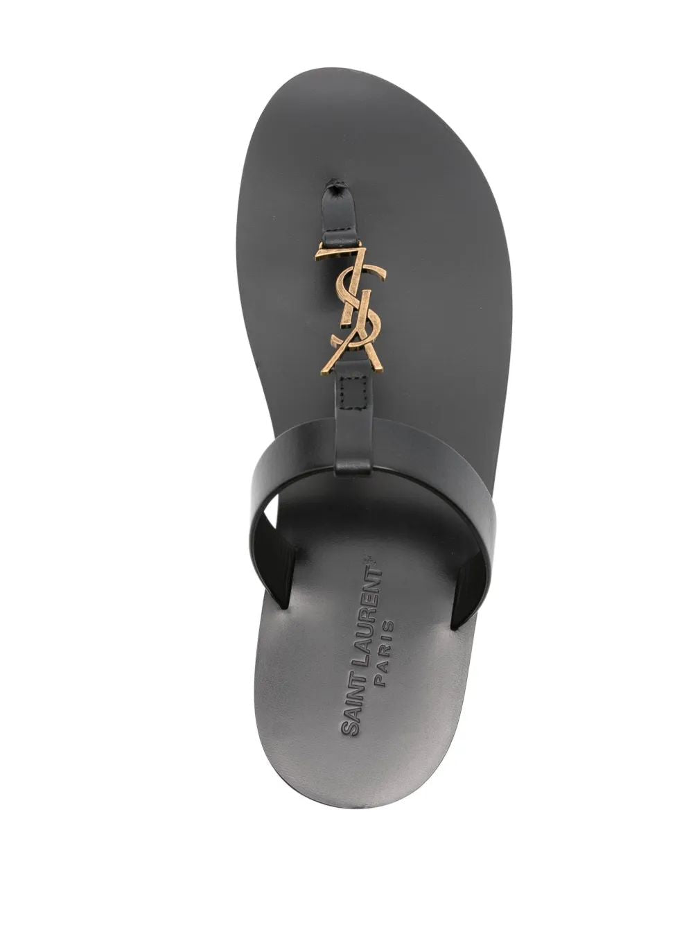 SAINT LAURENT Leather Cassandre Thong Slippers for Men