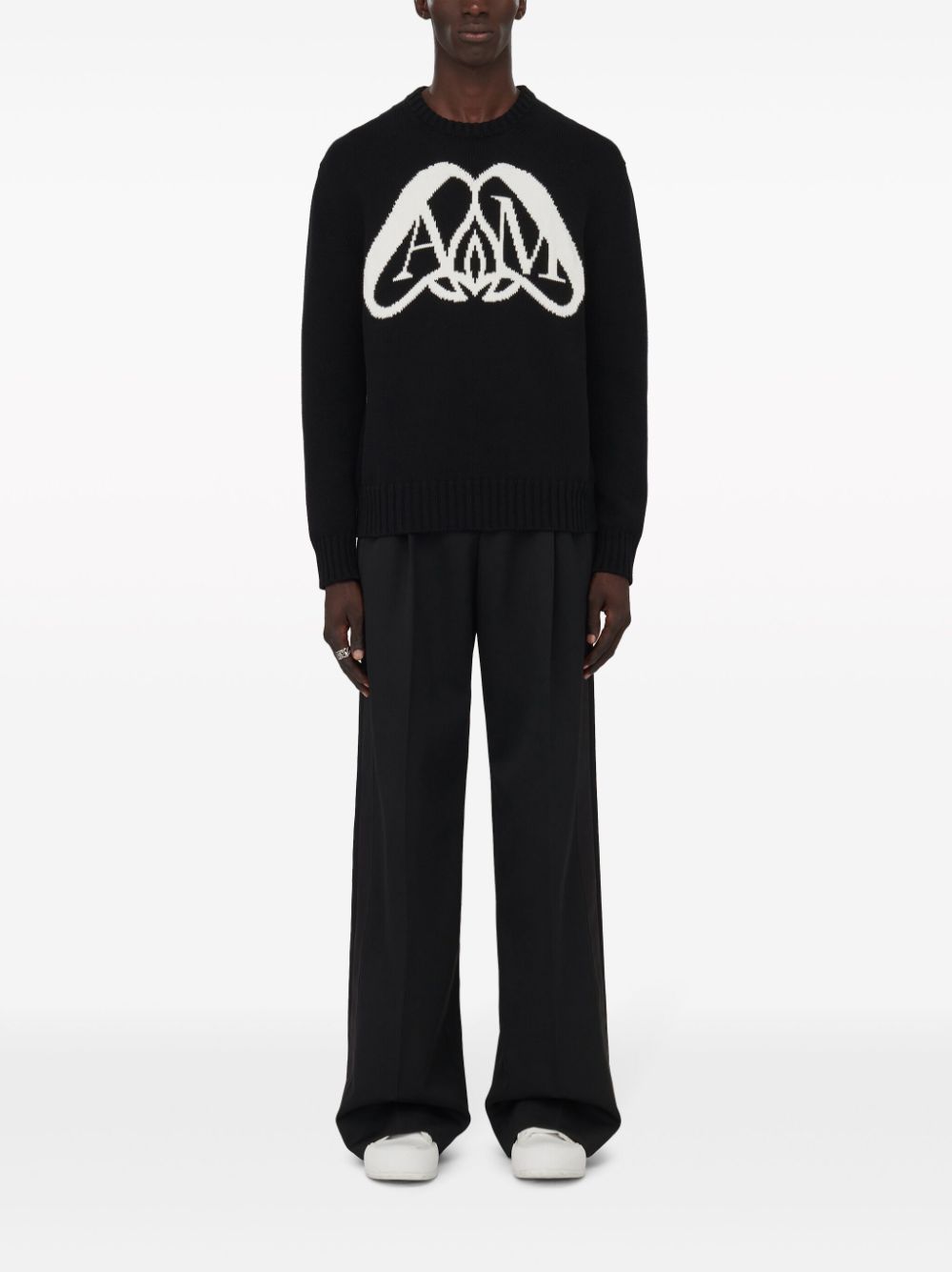 ALEXANDER MCQUEEN Sleek Logo-Intarsia Cotton Sweatshirt