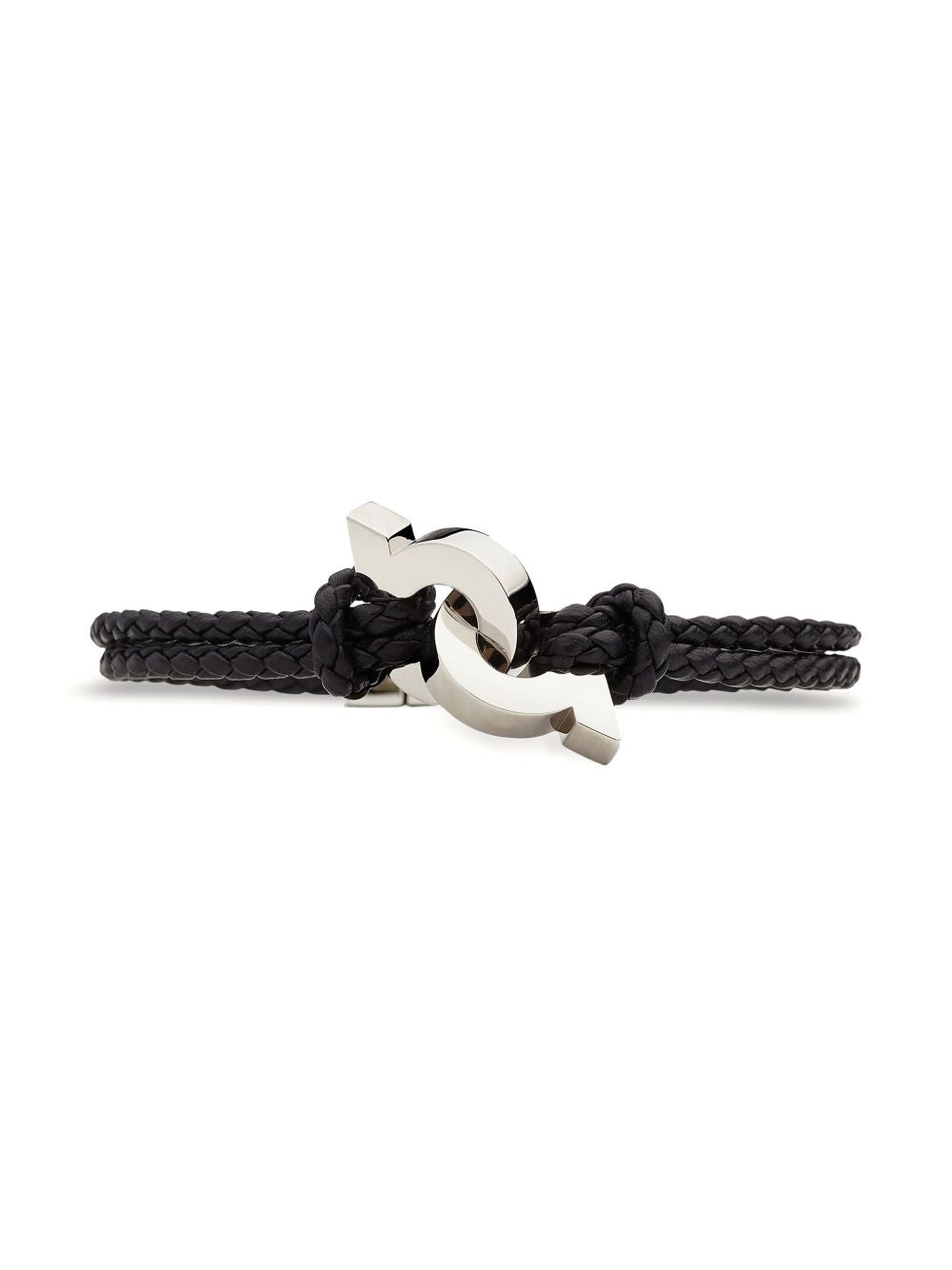 Ferragamo Braided Leather Bracelet with Signature Hardware