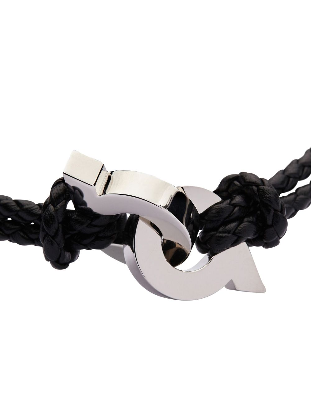 Ferragamo Braided Leather Bracelet with Signature Hardware