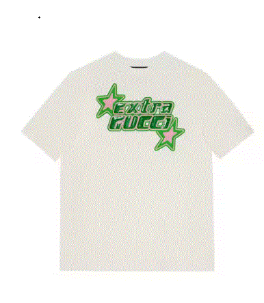 GUCCI Cotton Sequin Print Tee - Short Sleeve Crew Neck