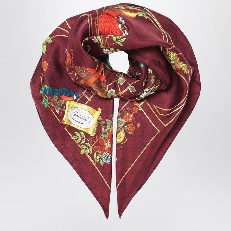 GUCCI Silk Scarf with Flora Print