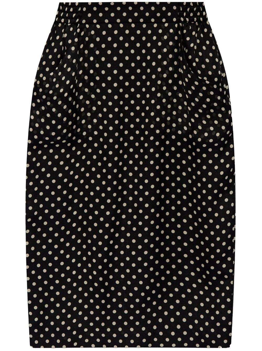 SAINT LAURENT Dotted Silk Charmeuse Pencil Skirt