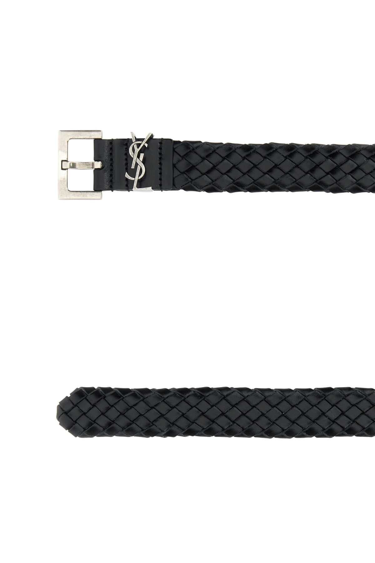 SAINT LAURENT Leather Cassandre Belt for Men
