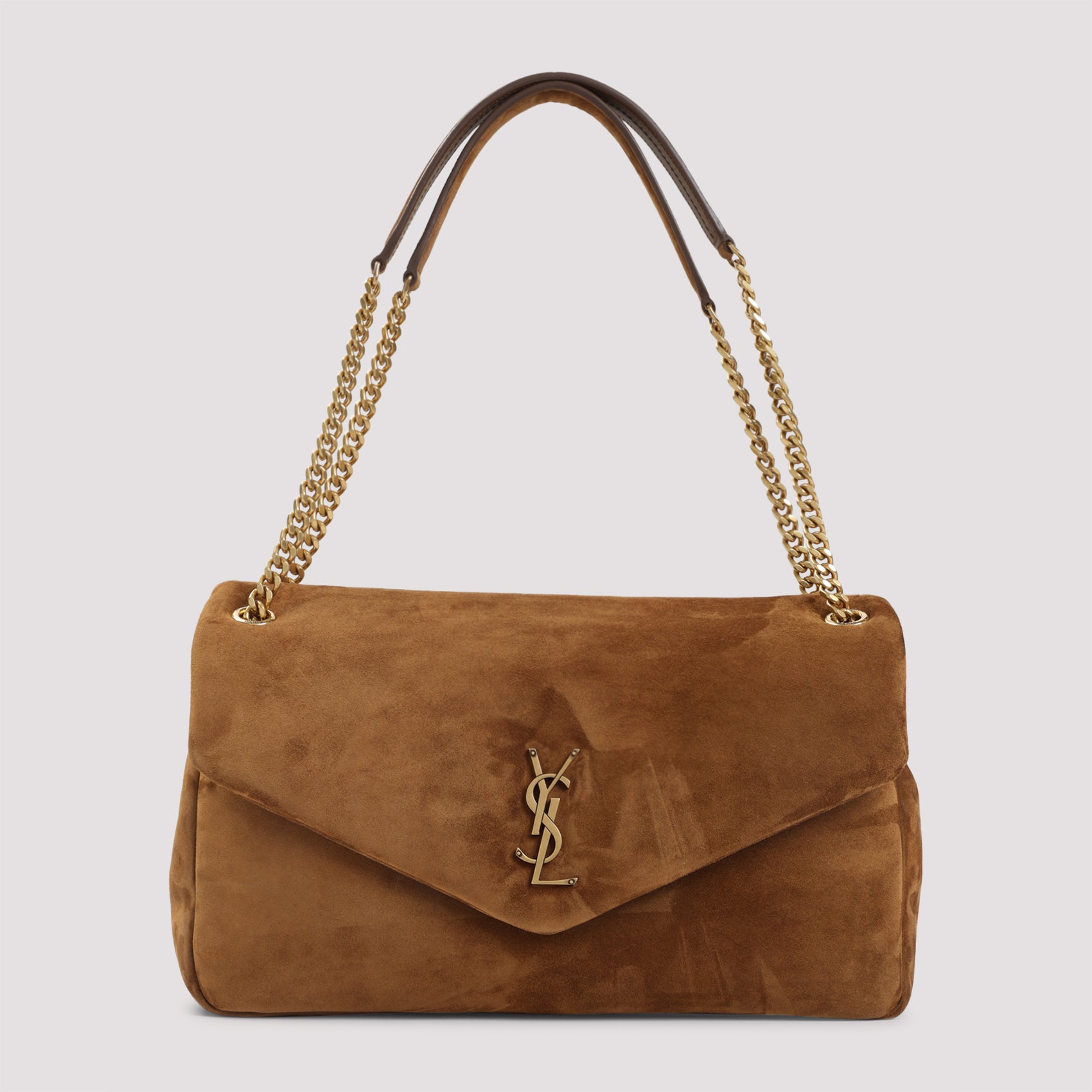 SAINT LAURENT Large Calypso Suede Leather Shoulder Handbag