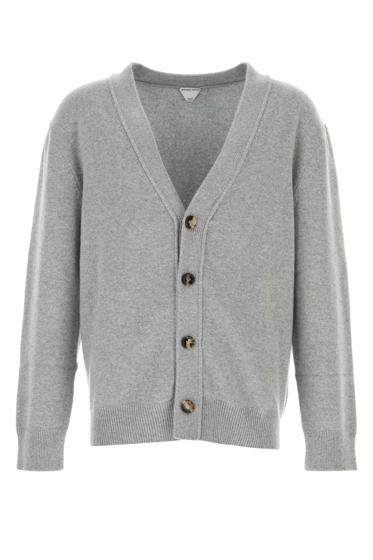 BOTTEGA VENETA Men's Cashmere Cardigan with Leather Detailing