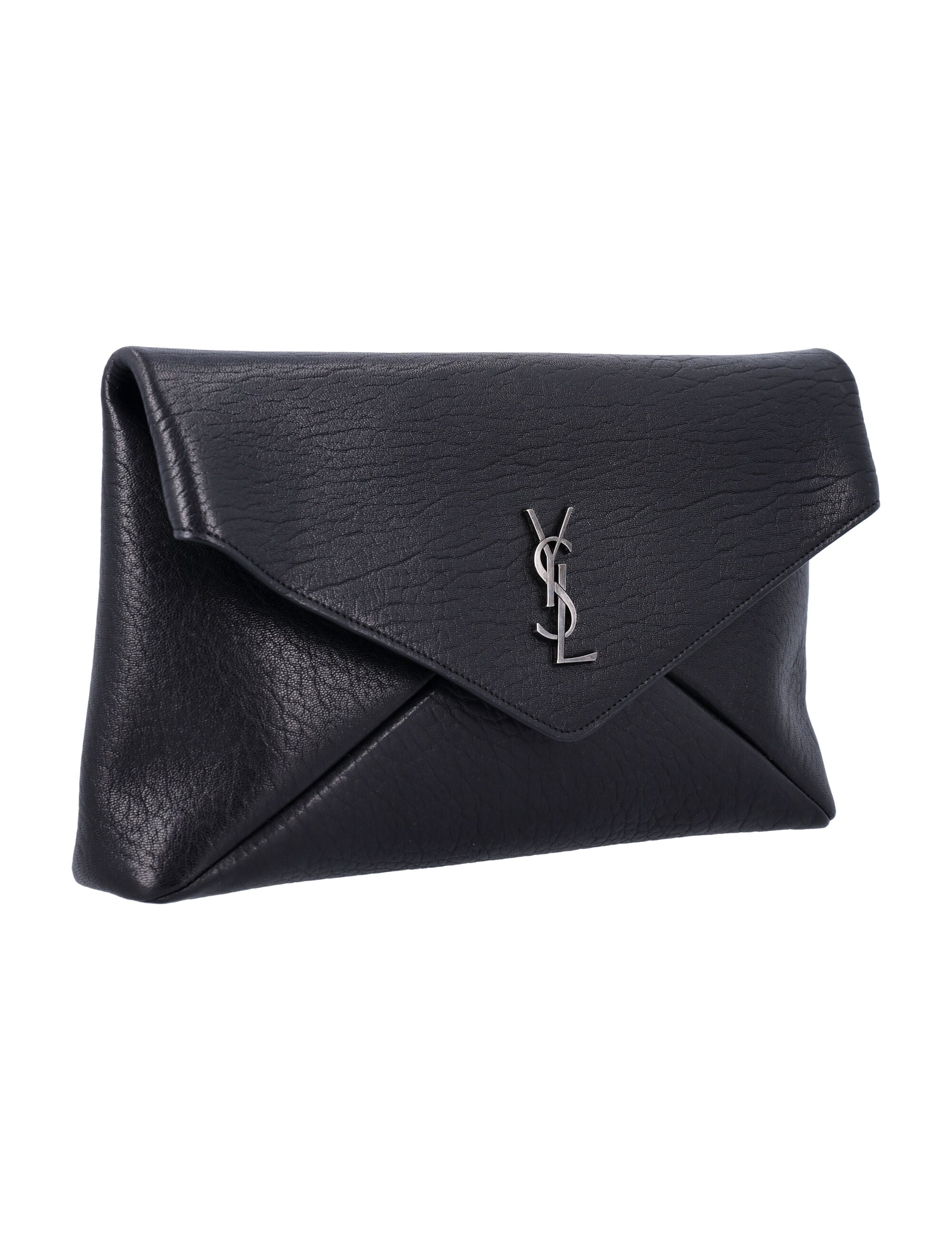 SAINT LAURENT Large Envelope Clutch Handbag with Logo
