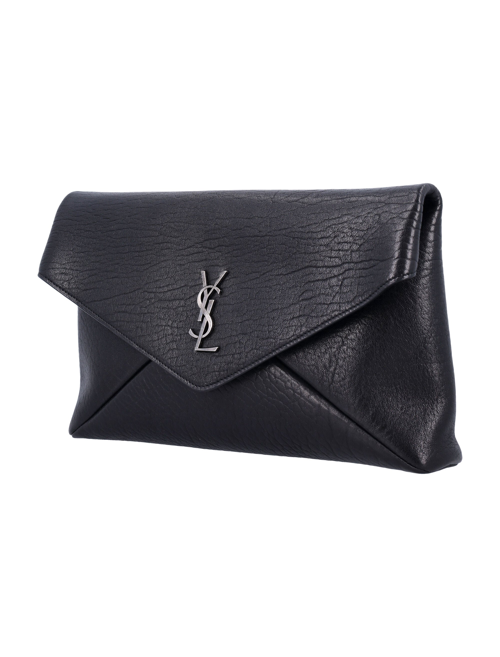 SAINT LAURENT Large Envelope Clutch Handbag with Logo